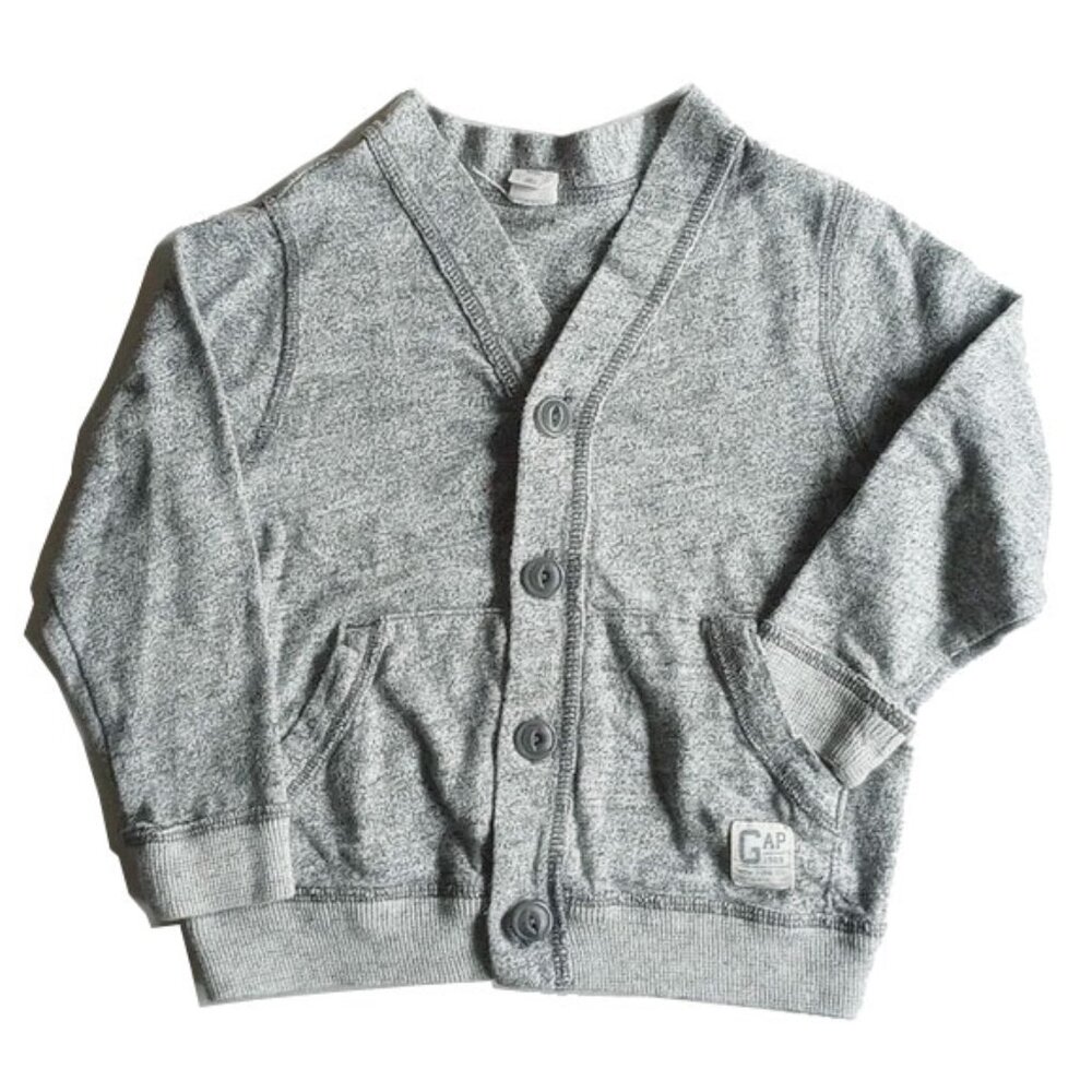 Gap 1969 Cotton V-Neck Varsity Button Front Cardigan 3T Marled Heather  50OFF3